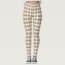 Legging Festliche Igel Illustrationen Weiß