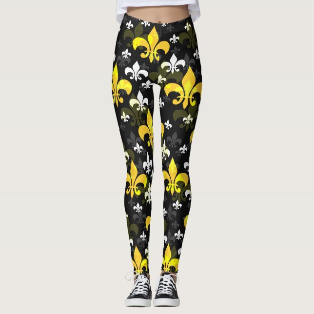Legging Feur de Lis branco amarelo (Frente)
