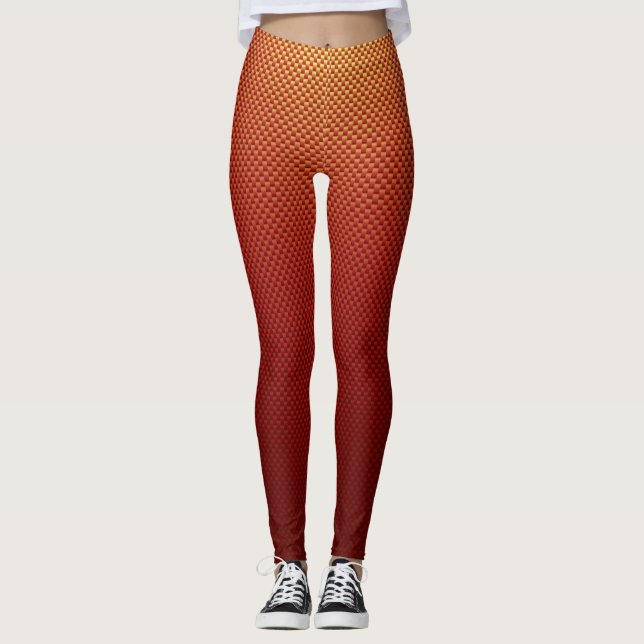 Legging Fibra de carbono amarela vermelha padronizada (Frente)