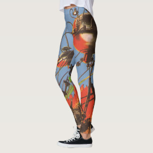 Legging Ficção científica vintage HG Wells Guerra dos Mund