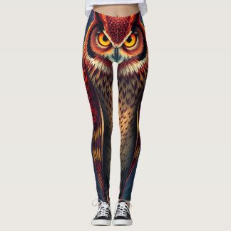 Legging Fiery Spirit Owl: Phoenix Rebirth Art