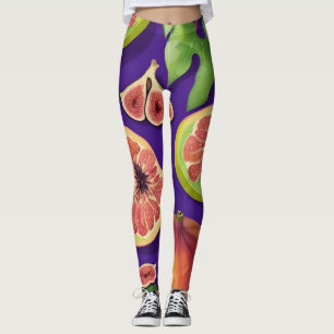 Legging Fig Watercolor Padrão Personalizado Colorido