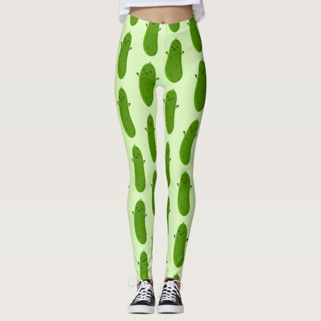 Legging Figura de desenho animado de picles feliz (Frente)