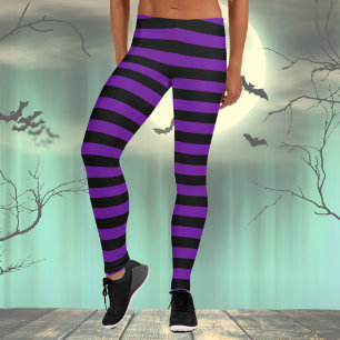 Legging Figurino da Bruxa Preta e Roxa do Halloween