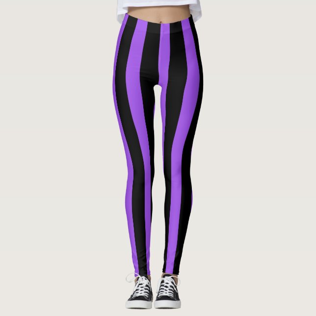 Legging Figurino de Dia das Bruxas de Stripes Verticais Pr (Frente)