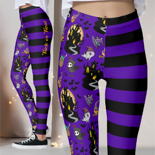 Legging Figurino de Halloween De Bruxas Com Brisas Negras