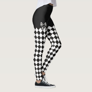Legging Figurino de Halloween Preto de Harlequin Branco
