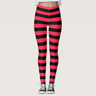 Legging Figurino de Morango Preto, Rosa-Quente, Fita de Ha