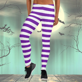 Legging Figurino do Dia das Bruxas com striping roxo e bra