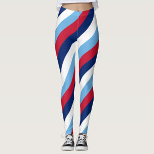 Legging Fiji National Flag Colors Diagonal Striped