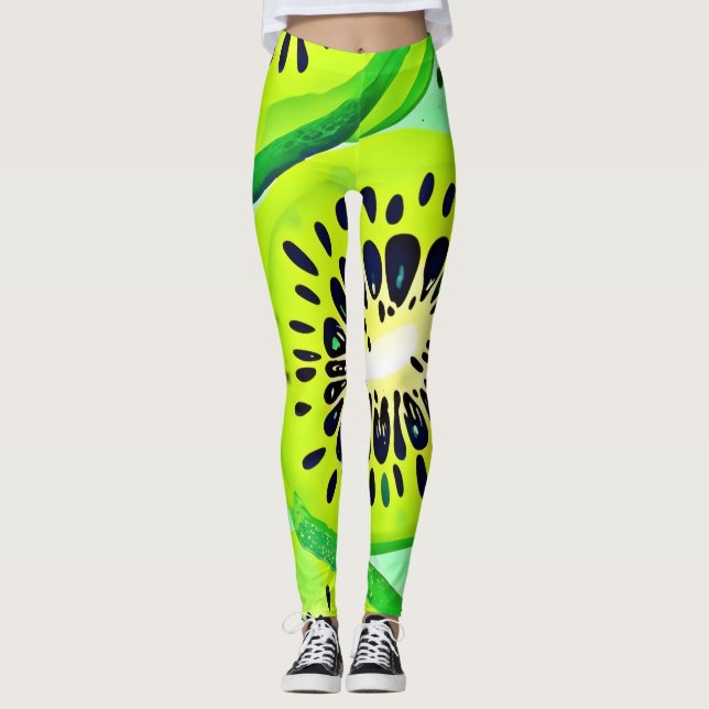 Legging Filas de Kiwi: Vibrantes e Frescas (Frente)