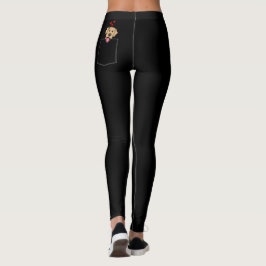 Legging Filhote de cachorro amarelo do bolso do