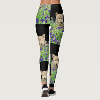 Legging Filhote de lobo em flores roxas