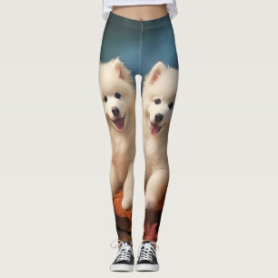 Legging Filhote de Samoyed Delícia de Outono Abóbora