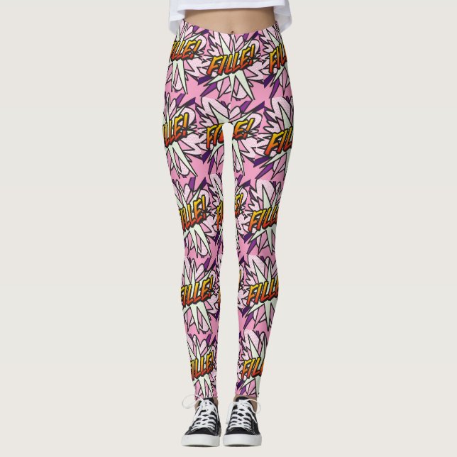 Legging FILLE de Arte Pop de Quadrinhos (Frente)