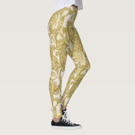 Legging Fio de mescla Dourado luxuoso Paisley