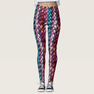 Legging Fios Brancos Multicoloridos Sem Costura