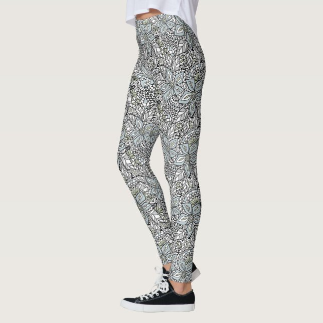 Legging Fishnet lace floral pattern white pink black (Esquerda)
