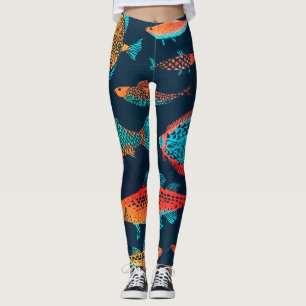 Legging Fissuras por aquarela: Azul Profundo sem costura