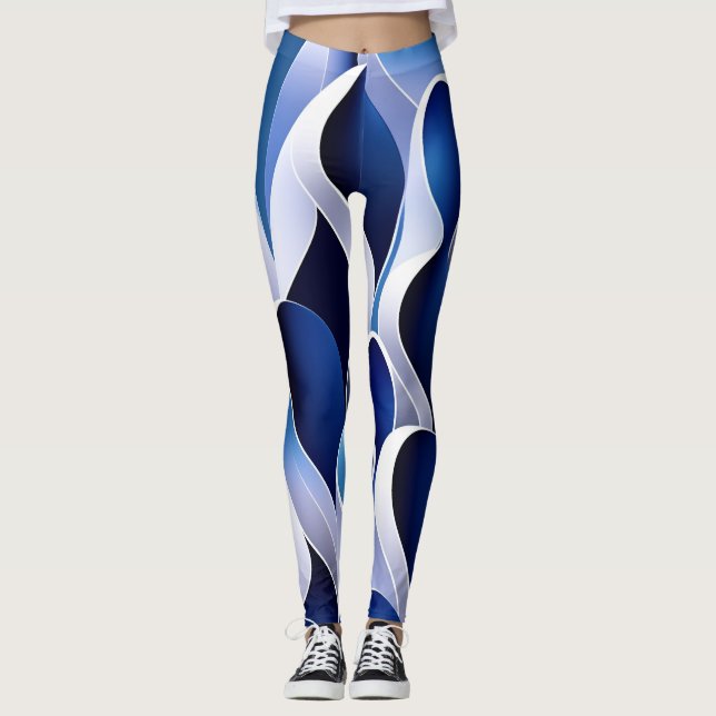 Legging Fita azul e branca (Frente)