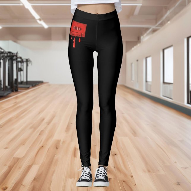 Legging Fita cassete coração vermelho (Criador carregado)