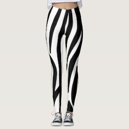 Legging Fita de Zebra Negra e Branca