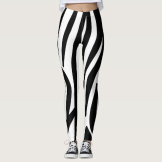 Legging Fita de Zebra Negra e Branca