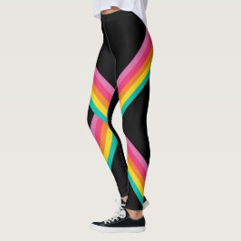 Legging Fita Design de Fita Arco-Íris Colorida