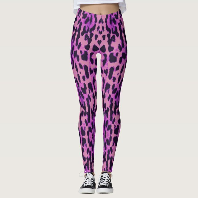 Legging Fita para impressão de animais leopardo com padrão (Frente)