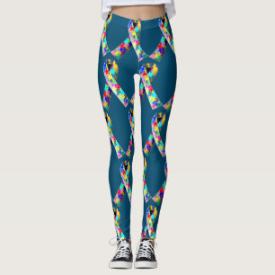Legging Fita quebra-cabeça de autismo azul