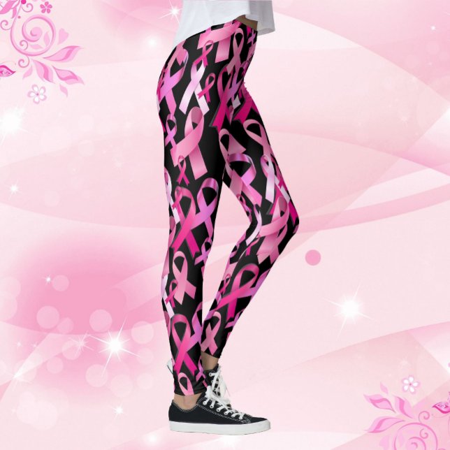 Legging Fita Rosa Tosse Câncer Da Mama Sobrevivente Preto (Criador carregado)
