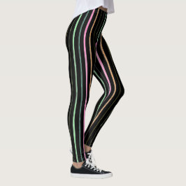 Legging Fitas Arco-Íris Pretas e Pastéis
