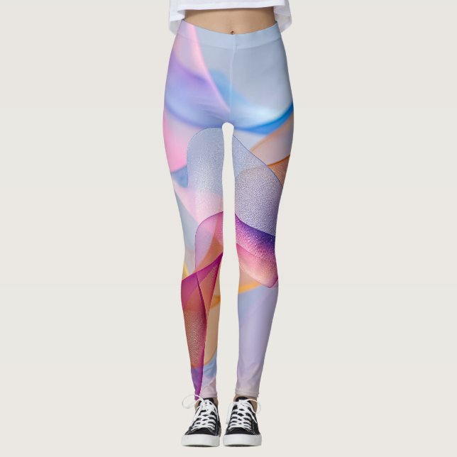 Legging Fitas Coloridas Fluindo Abstratas (Frente)