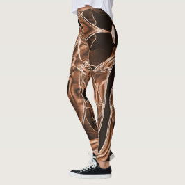 Legging Fitas curvas marrons, destacadas por alivio, sobre
