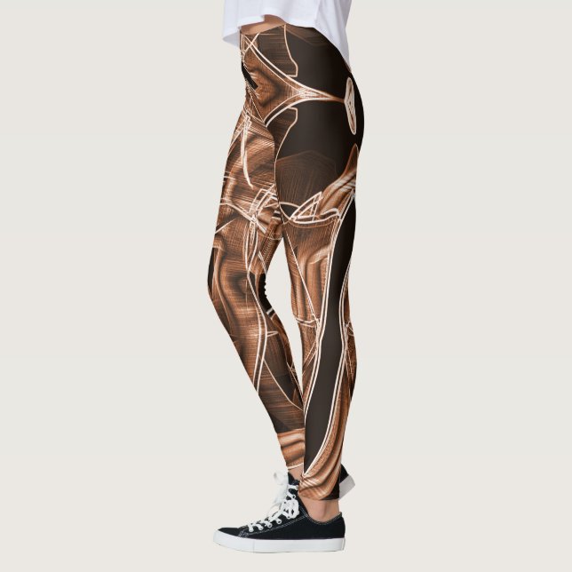 Legging Fitas curvas marrons, destacadas por alivio, sobre (Esquerda)