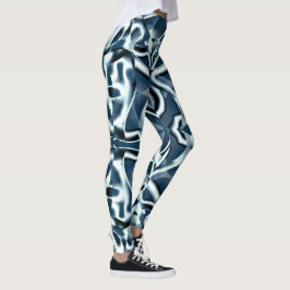 Legging Fitas curvas sobrepostas, tons cromados em azul