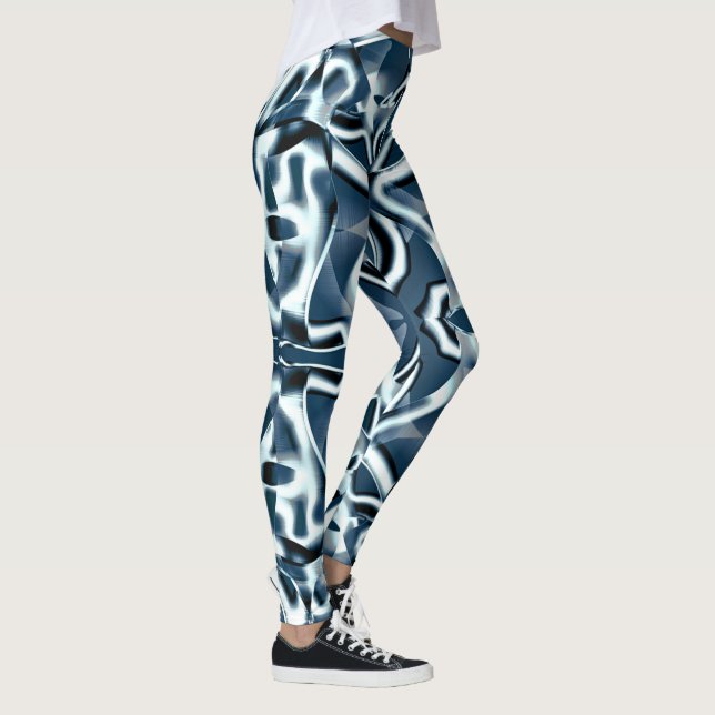 Legging Fitas curvas sobrepostas, tons cromados em azul (Direita)