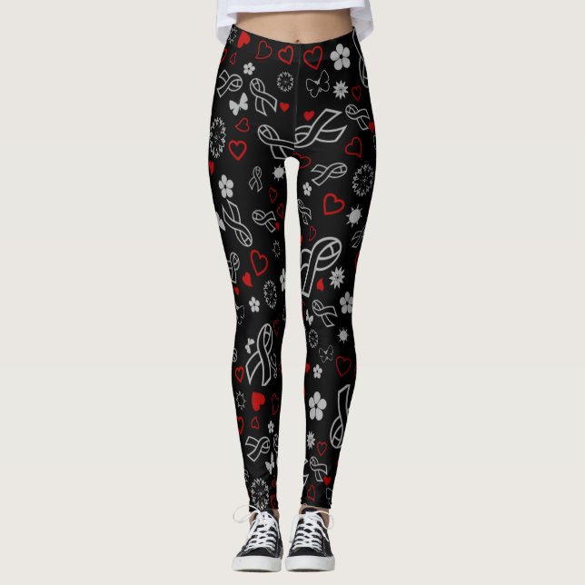 Legging Fitas de cinzas Múltiplas..Diabetes (Frente)