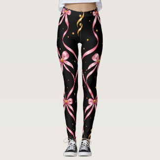 Legging fitas e dourado em calças de corrida pretas