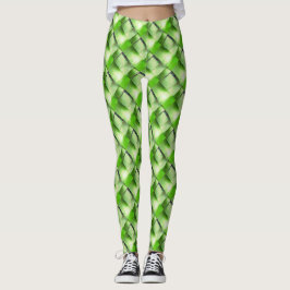 Legging Fitas tranças ou brames verdes amarelados irregula