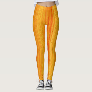 Legging Fitas Verticais De Padrão Amarelo E Vermelho
