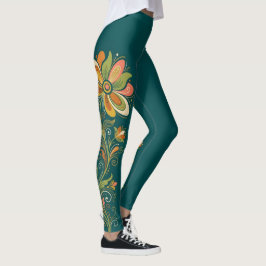 Legging Flaire Floral Retro Poderosas Gavinhas Borda 1