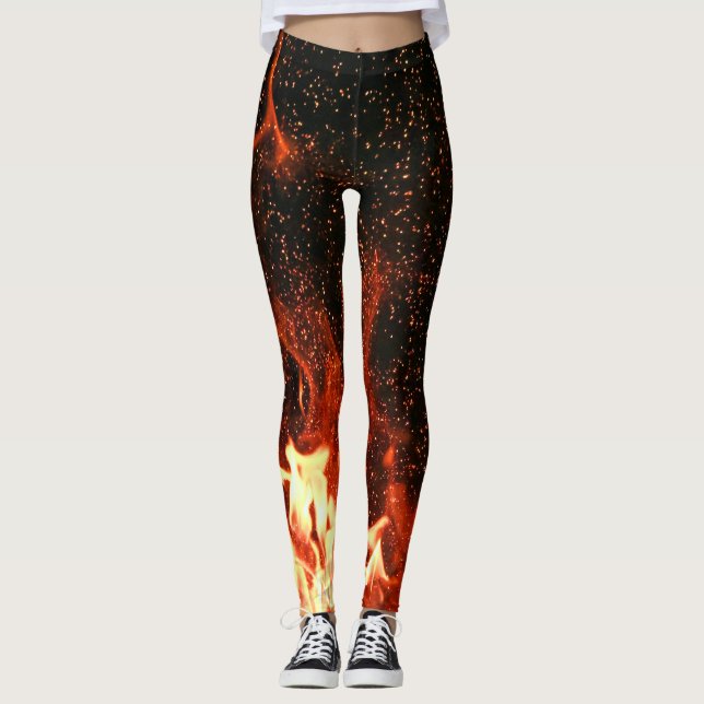 Legging Flames Red Hot Black Fire Racing Modern (Frente)
