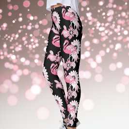 Legging Flamingo Cor-de-rosa-preto moderno