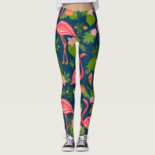 Legging Flamingo Cor-de-Rosa: Vintage com Turquesa Strike