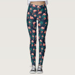 Legging Flamingo Impressão, Flor Tropical de Hibiscus Rosa<br><div class="desc">Pernas super bonitas com design de flamingos cor-de-rosa e flores de hibisco cor-de-rosa tropical.  Perfeito para férias de praia,  exercícios ou visto de diversão do dia a dia.</div>