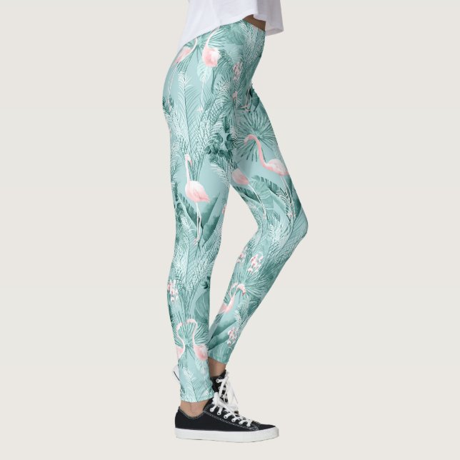 Legging Flamingo Orchid Tropical Pattern Teal ID868 (Direita)