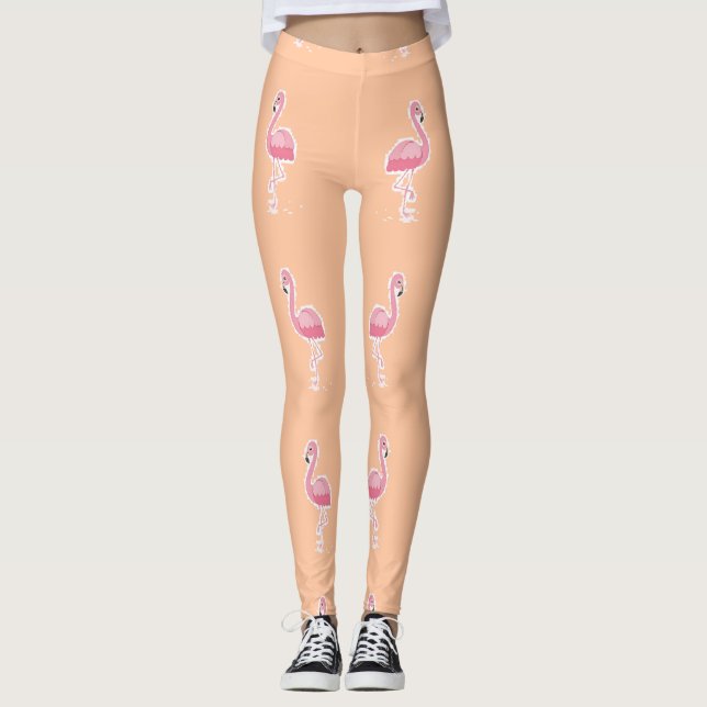 Legging flamingo rosa em laranja claro (Frente)