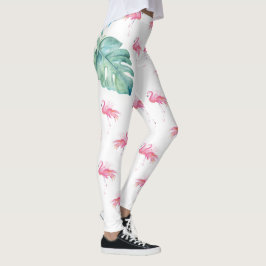 Legging Flamingo tropical feminino do rosa da aguarela