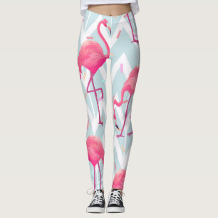 Legging Flamingos - Cinza De Luz: Tropical Vintage.